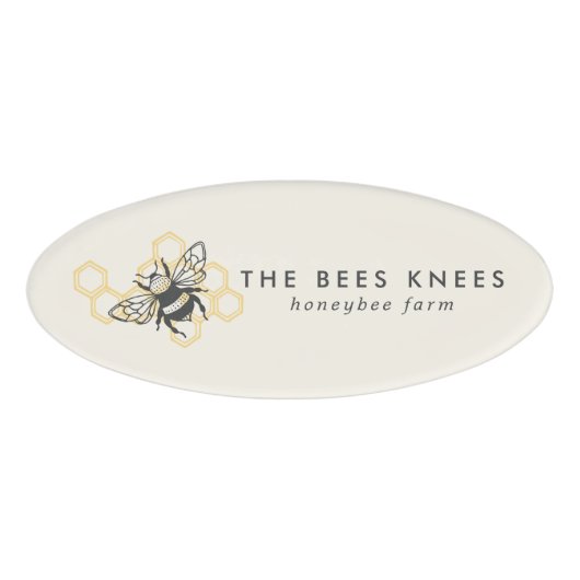 Vintages Bienenlogo Rustic Honeybee Business Namenschild (Vorderseite)