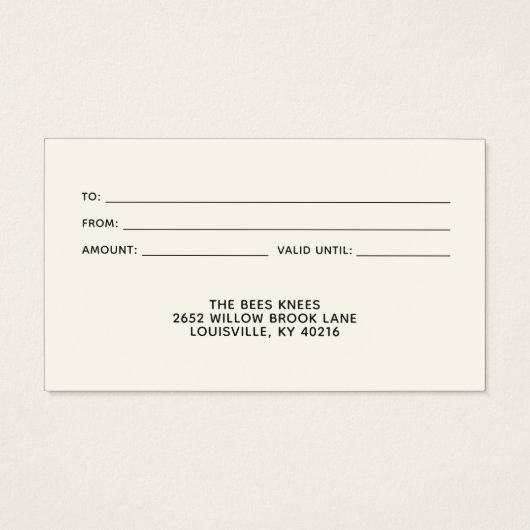 Vintages Bienenlogo Rustikale Honeybee Geschenkkar (Rückseite)