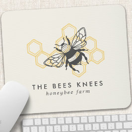 Vintages Bienenlogo Rustikale Honigbiene Mousepad