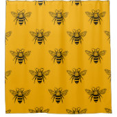 Vintages Bienenmuster, schwarz gelb. Duschvorhang (Vorderseite)