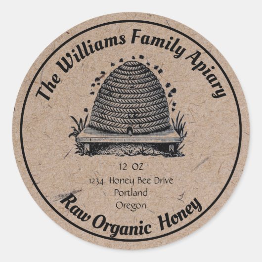 Vintages Bienenstockpapier | Honey Apiary Label Runder Aufkleber (Vorderseite)