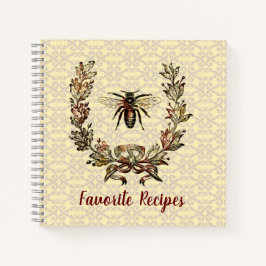 Vintages Bienenwüstenrezept Notizblock