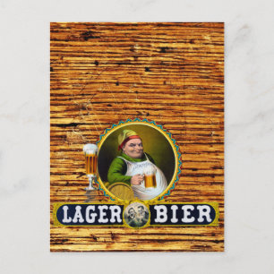 Vintages Bier 1879 Lager auf Eichenholz Postkarte