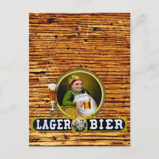 Vintages Bier 1879 Lager auf Eichenholz Postkarte (Vorderseite)