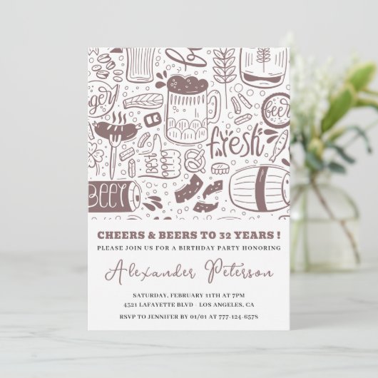 Vintages Bier 32. Geburtstag Einladungen Männer (Stehend Vorderseite)