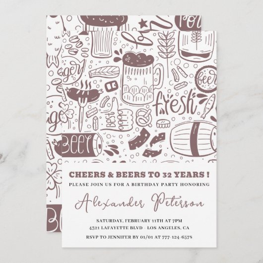 Vintages Bier 32. Geburtstag Einladungen Männer (Vorne/Hinten)