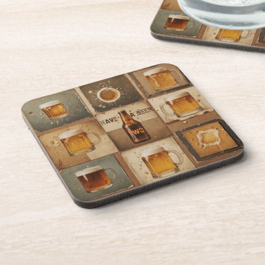 Vintages Bier Getränkeuntersetzer (Linke Seite)