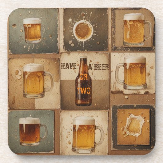 Vintages Bier Getränkeuntersetzer (Vorderseite)