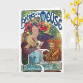 Vintages Bier Jugendstil Alphonse Mucha Karte (Gelbe Blume)