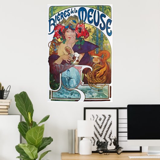 Vintages Bier Jugendstil Alphonse Mucha Poster (Heimbüro)