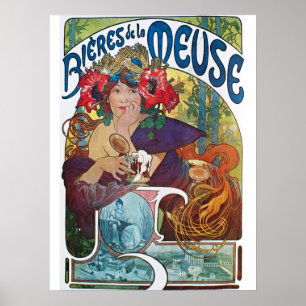 Vintages Bier Jugendstil Alphonse Mucha Poster