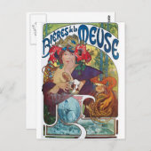 Vintages Bier Jugendstil Alphonse Mucha Postkarte (Vorne/Hinten)