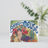 Vintages Bier Jugendstil Alphonse Mucha Postkarte (Stehend Vorderseite)