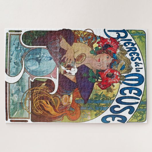 Vintages Bier Jugendstil Alphonse Mucha Puzzle (Horizontal)