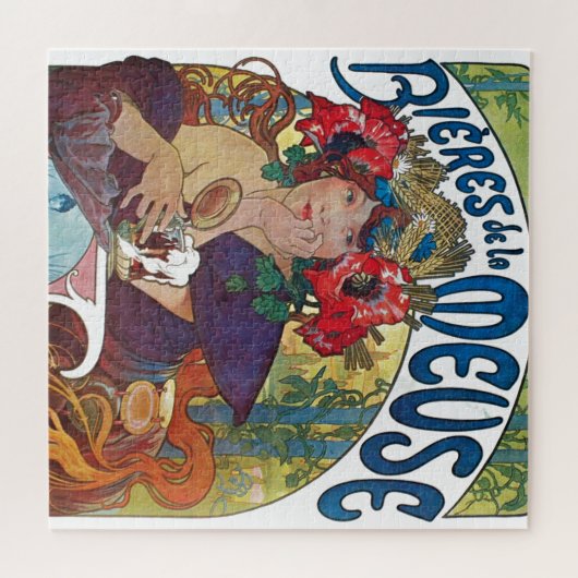 Vintages Bier Jugendstil Alphonse Mucha Puzzle (Horizontal)