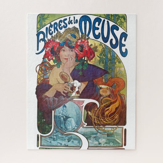 Vintages Bier Jugendstil Alphonse Mucha Puzzle (Vertikal)