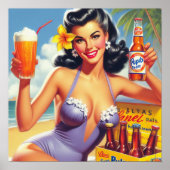 Vintages Bier Sommer Button auf Poster (Vorne)