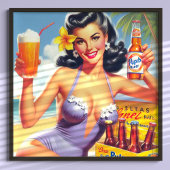 Vintages Bier Sommer Button auf Poster
