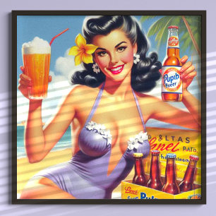 Vintages Bier Sommer Button auf Poster