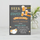 Vintages Bier und Windeln Party Einladung (Stehend Vorderseite)