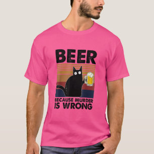 Vintages Bier, weil Mord falsch ist Funny Cat T-Shirt