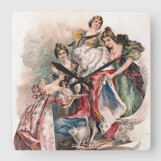 Vintages Bier-Werbeplakat Quadratische Wanduhr (Vorderseite)