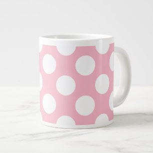 Vintages Big Polka Dots Weißes Pastellrosa Muster Jumbo-Tasse