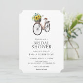 Vintages Bike Sonnenblumenkörbe Brautparty Einladung (Stehend Vorderseite)