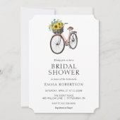 Vintages Bike Sonnenblumenkörbe Brautparty Einladung (Vorderseite)