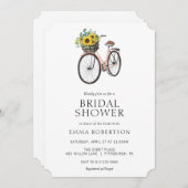 Vintages Bike Sonnenblumenkörbe Brautparty Einladung (Vorne/Hinten)