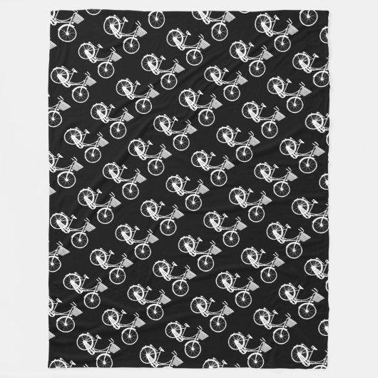 Vintages Bikebasket Schwarzweiß-Muster Fleecedecke (Vorderseite)