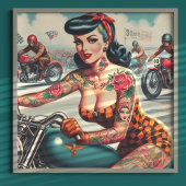 Vintages Biker-Button Poster