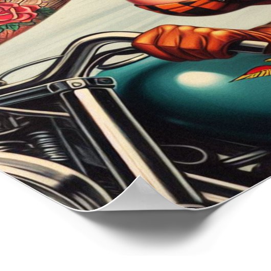 Vintages Biker-Button Poster (Ecke)