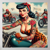 Vintages Biker-Button Poster (Vorne)