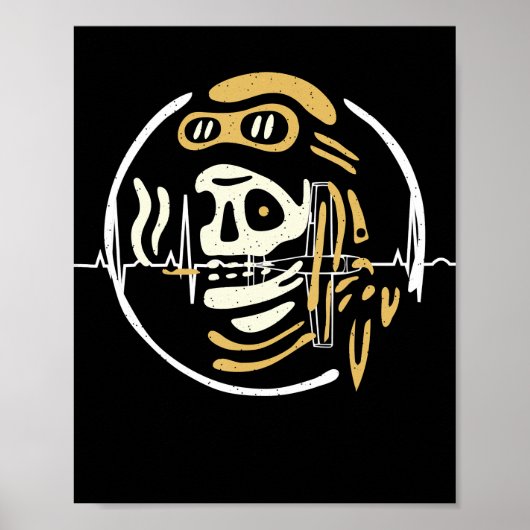 Vintages Biker-Ghost-Pilot Halloween-Funny-Geschen Poster (Vorne)