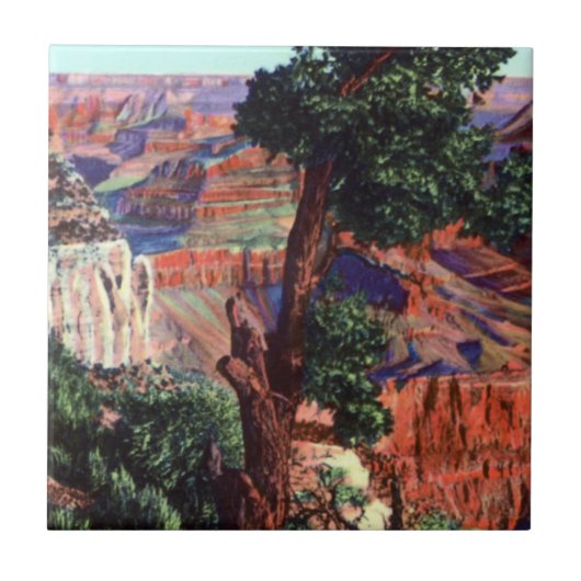 Vintages Bild der Grand- Canyonlandschaft Fliese (Vorderseite)