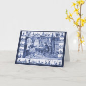 Vintages Bild der Replik, blaues Karte (Gelbe Blume)