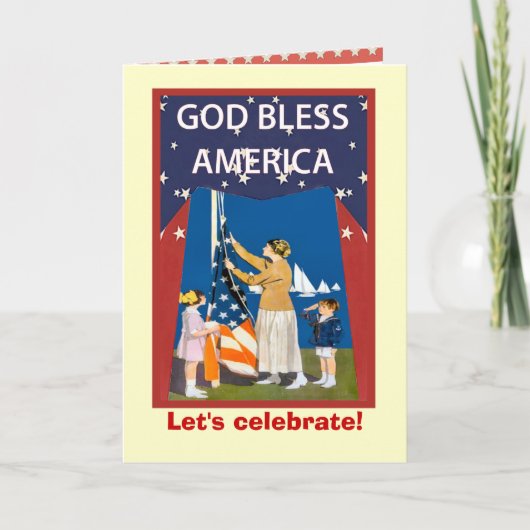 Vintages Bild, die Flagge anhebend Karte (Vorderseite)