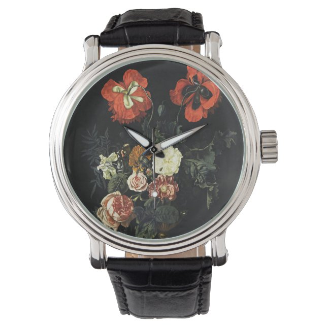 Vintages Bild Stillleben mit Blume Armbanduhr (Vorderseite)
