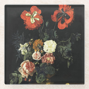 Vintages Bild Stillleben mit Blume Glasuntersetzer