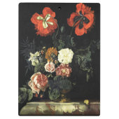 Vintages Bild Stillleben mit Blume Klemmbrett (Rückseite)