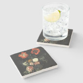 Vintages Bild Stillleben mit Blume Steinuntersetzer (Seitenansicht)