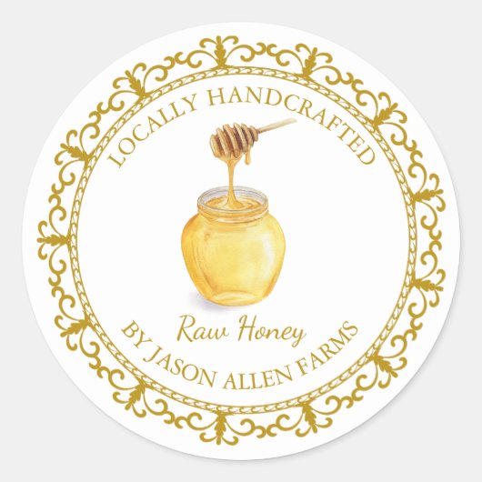 Vintages Bio Honigetikett Runder Aufkleber (Vorderseite)