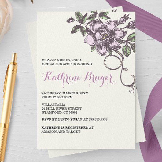 Vintages biotanisches Brautparty Einladung