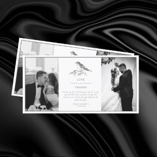 Vintages Bird Black and White Wedding Foto Dankeskarte