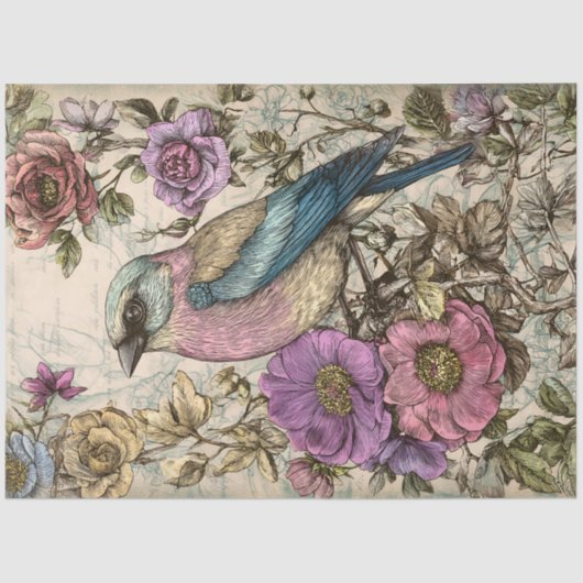 VINTAGES BIRD DECOUPAY SEIDENPAPIER (Vorderseite)