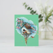 Vintages Birdhouse Postkarte (Stehend Vorderseite)