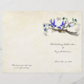 Vintages Birds Royal Blue & Gray Hochzeitsprogramm (Vorderseite)