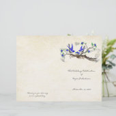 Vintages Birds Royal Blue & Gray Hochzeitsprogramm (Stehend Vorderseite)