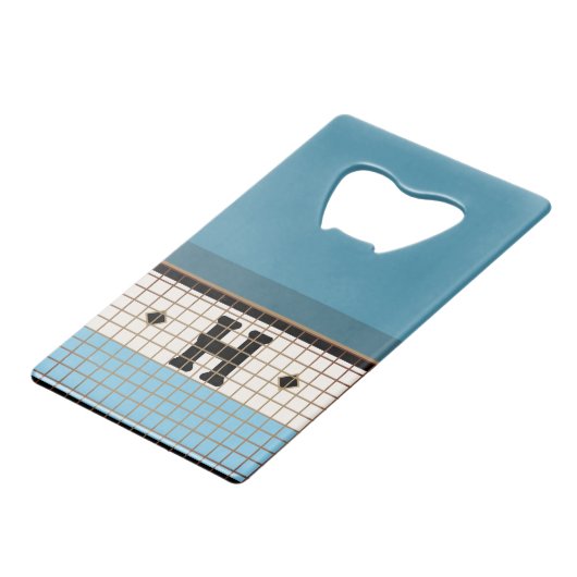 Vintages Bistro Tile Monogramm Geldbeutel Flaschenöffner (Rückseite Schrägansicht)